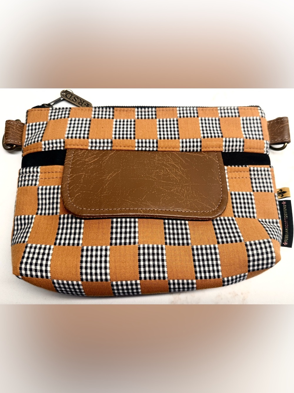 RSD Rebekah Scott Olivia Designer Closet Buffalo Check Cognac Crossbody